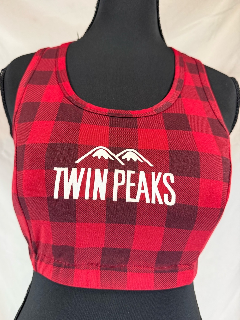 Twin Peaks Buffalo Plaid Sports Bra Red Black - Small